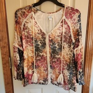 Sundance flowy ethereal ✨️ lined blouse sz medium colorful Bohemian hippie